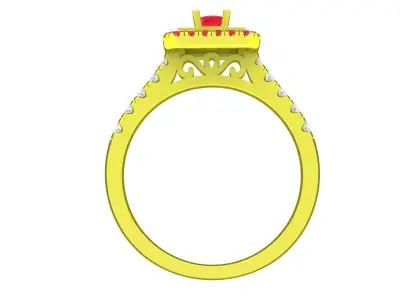 Luxury Square Halo Pave Gemstone Ring Jewelry 3D Model  4874 3D print model