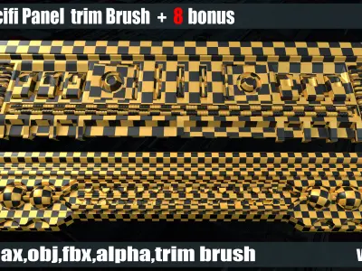 50 Scifi Panel Trim Brush   8 Bonus   3D Models    Alpha vol02 3D model