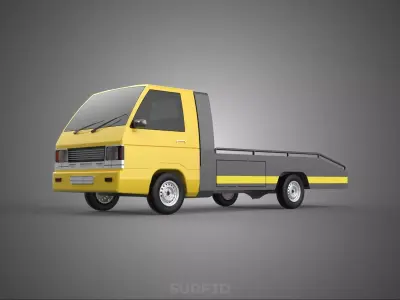FLATBED TOW TRUCK CAR CARRIER PARKED RECOVERY SERVICE PICK UP 3D model