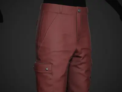 Red Snowboard Pants Style 1 Low-poly 3D model