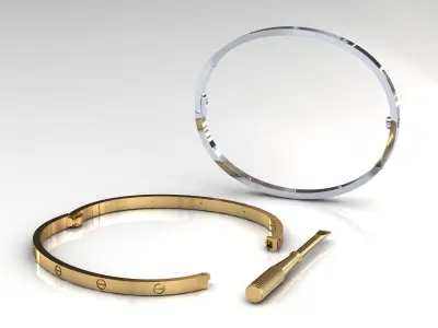 Love Small C Bracelet Diamonds or Screws 21 cm 3D print model