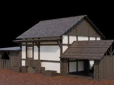 Medieval Village Asset 14 - 4K Textures Game Ready Low-poly 3D model