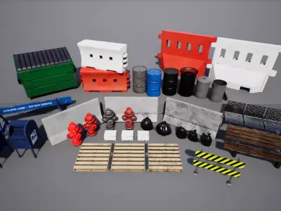 Game Ready Street Props Vol 1 Unreal Engine Low-poly 3D model