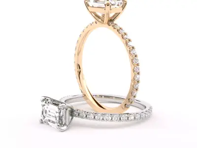1 Ct Emerald Engagement Diamond Ring 3D print model