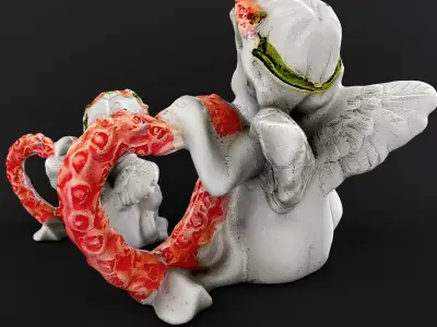 Sculpture Angel with a heart 3D model