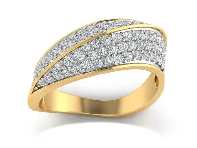Light Weight Rose Gold Diamond Ring  -EZ R-143 3D print model