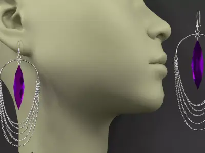 earrings pair of on mannequin 3D model