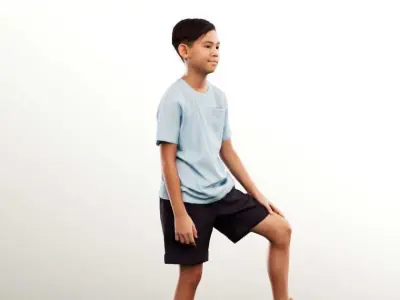Jordan 12481 - Standing Asian Boy With Soccer Ball Low-poly 3D model
