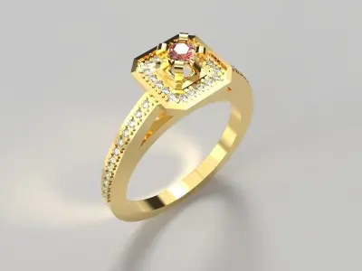 Kolco gold engagement ring with stone Free 3D print model