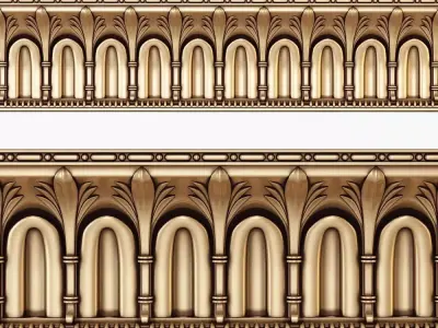 cornice pair of ornate gold arches 3D model