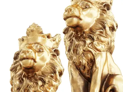 Lion with a crown on his head 3D model
