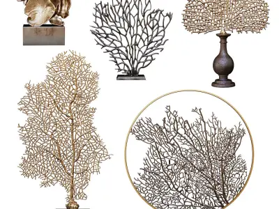 Coral set 3 gold tree 3D model