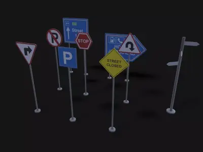 Street Signboard Pack Low-poly 3D model