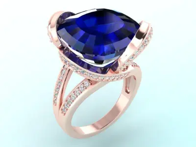 Gemstone rings - Square stone ring - Diamond rings 3D print model