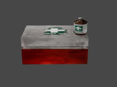 Retro Low-Poly Medical Bottle and First Aid Box PS1 Horror Style Low-poly 3D model