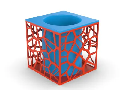 Voronoi Floral Vase - Decorative Voronoi Pot 3D print model