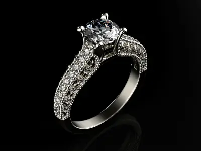 Engagement fashion ring with gem 0064 3D print model