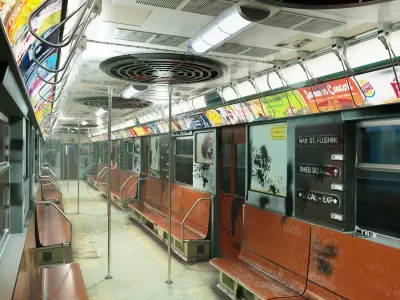 NYC Subway Car Interior - The Graffiti Version - Cinematic Low-poly 3D model