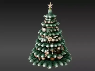 Christmas Tree 3D Model Holiday Print-Ready  Festive  Low-poly 3D model
