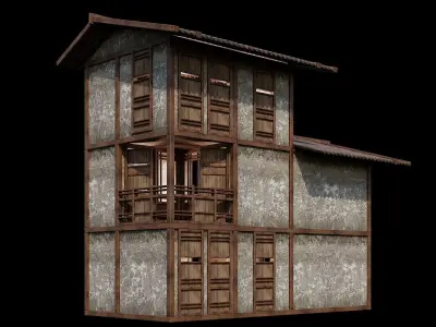 Medieval Houses Pack 96-97-98-99-100 - 4K Textures Game Ready Low-poly 3D model