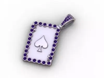 Ace of Spades Pendant   Diamond Border Luxury Card Jewelry STL 3D print model