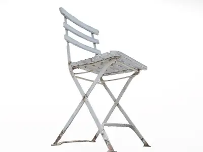 Vintage white garden chair - low poly - 8K Free low-poly 3D model