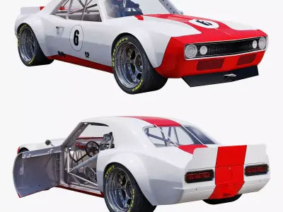 Chevrolet camaro 1967 racing 3D model