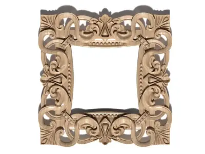 Frame-020 ornate wooden picture frame 3D model