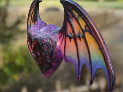 Demonic Heart with Wings 3D model