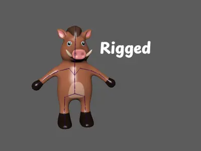High-Quality 3D Cute Wild Boar - Animated for Games  Low-poly 3D model