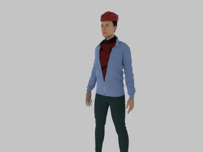Skateboarding Character Low-poly 3D model