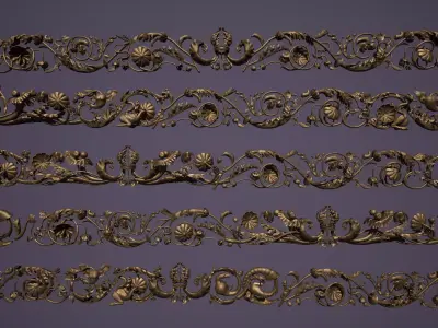 Grotesque edge decor kit bash set  Low-poly 3D model