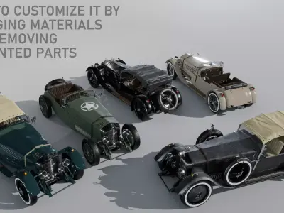 1920 to 1930 modular car Low-poly 3D model