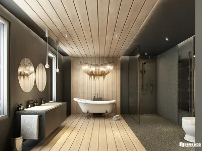 VRay - C4D Scene files - Modern-Classic Bathroom Interior Scene 3D model