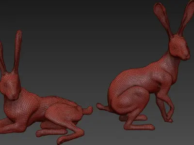 Hares figurine set One 3D model