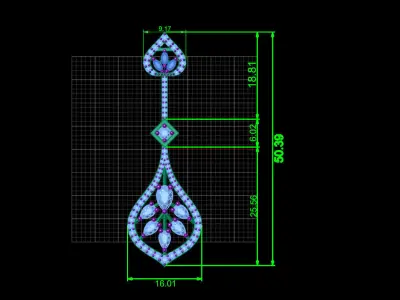 Precious Earrings with Marquise and Pear Diamond 3D print model