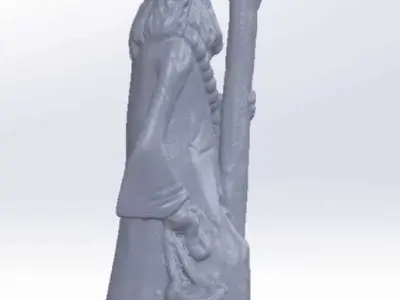 Darwesh 3D statue of wizard holding staff 3D print model