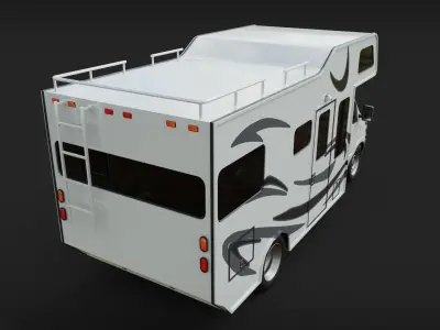motor home rv camper van Low-poly 3D model