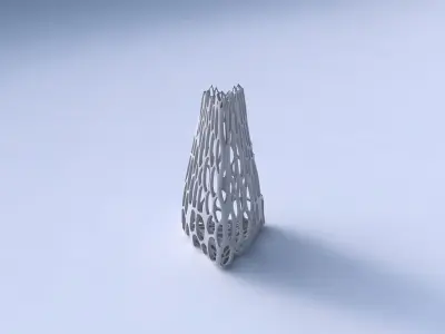 Vase puffy tipped triangle with cracked organic lattice 3D print model purchase