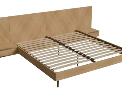 Ava Wood King Bed Low-poly 3D model