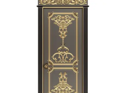 Carved Door Classic 0802 Black Low-poly 3D model