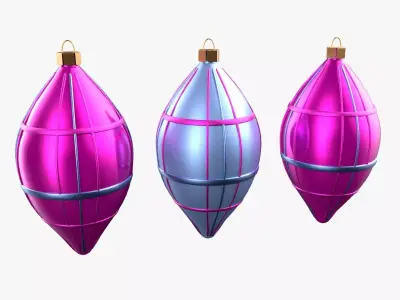 Christmas Tree Ornament Set6 - Pink LightBlue Low-poly 3D model