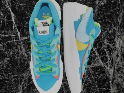 Nike Blazer Low Sacai x Kaws Neptune Blue 3D SHOES Low-poly 3D model