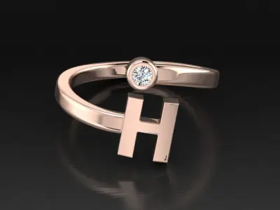 Jewelry Alphabet Ring H 3D print model