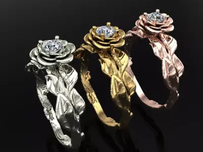 eaves Rose Engagement ring Own design 3D print model