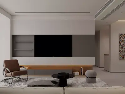 Modern living room dining room interior scenes 394 3D model