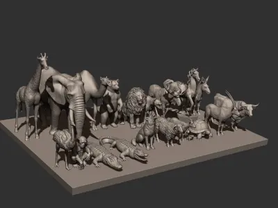 Animal Kingdom Wildlife set STL Files 3D Printable model 3D print model