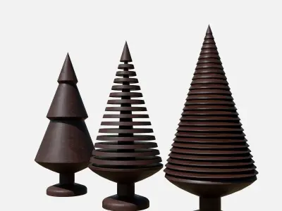Wood tree decor collection Low-poly 3D model