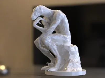 the thinker reptile sculpture 3D model