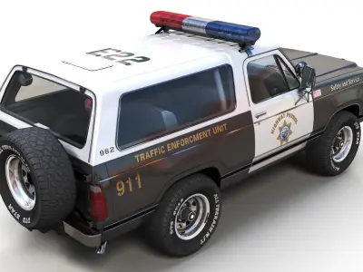 Dodge Ramcharger 1979 police car Low-poly 3D model